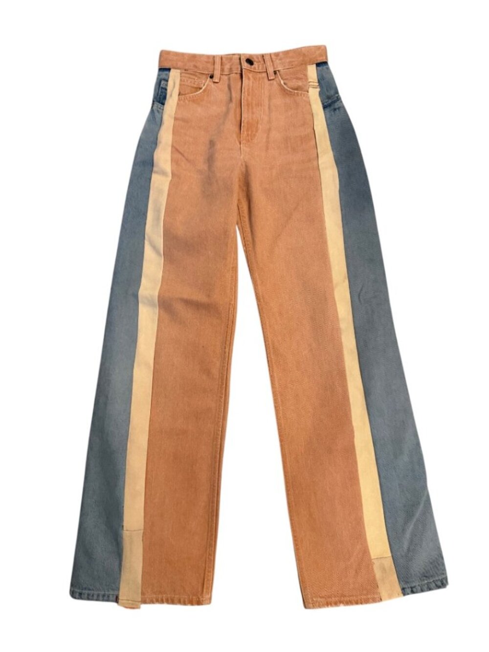 Custom Reworked Panel Denim Jeans — Multi-Tone — Wide Leg - Picture 2 of 9